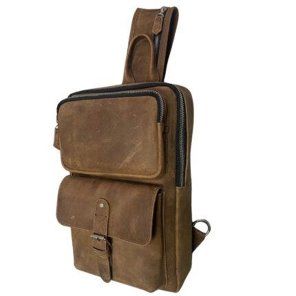 Men Genuine Leather  Sling  Vintage Travel Chest CrossbodyBag