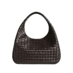 Woven leather hobo bag interior view - spacious main compartment fits 13 inch laptop