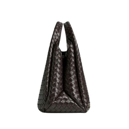 Woven leather hobo bag interior view - spacious main compartment fits 13 inch laptop
