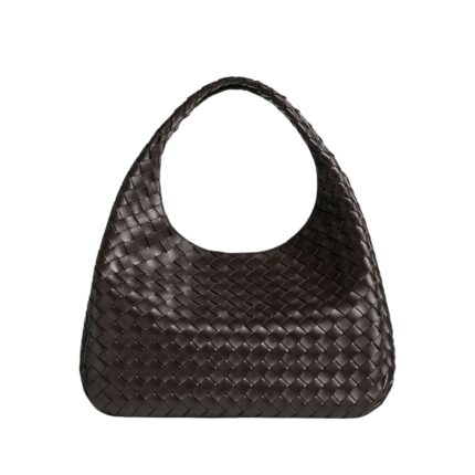 Woven leather hobo bag interior view - spacious main compartment fits 13 inch laptop